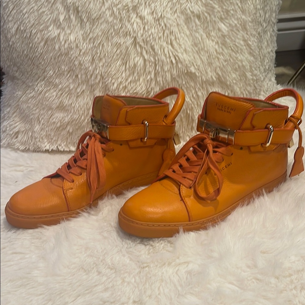 Buscemi Orange High-Top Sneakers